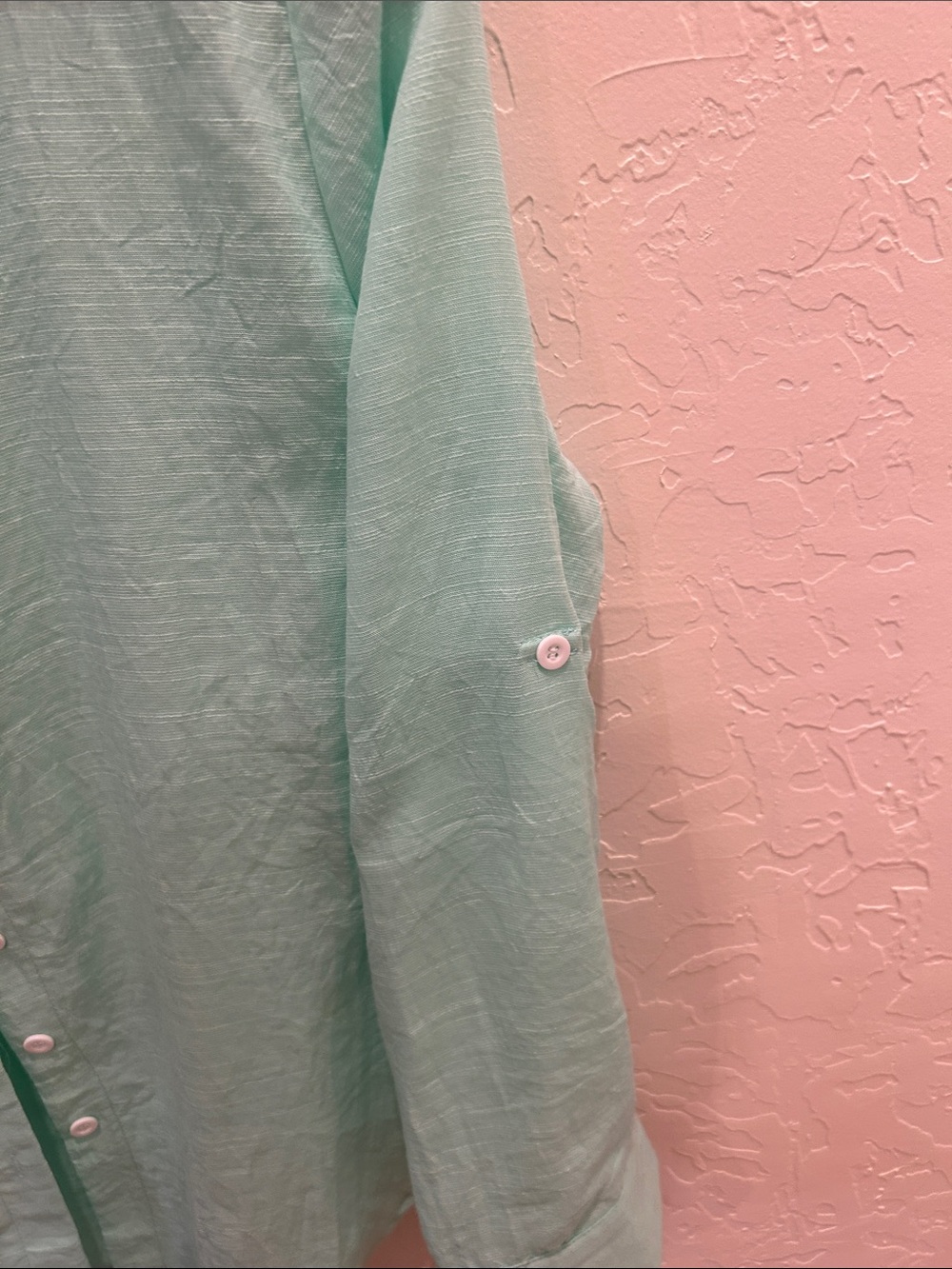 Light Mint Green Button-Up Linen Shirt - Picture 4 of 5